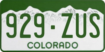 CO license plate 929ZUS