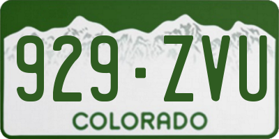 CO license plate 929ZVU