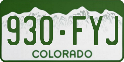 CO license plate 930FYJ