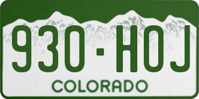 CO license plate 930HOJ