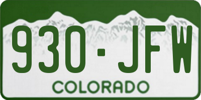 CO license plate 930JFW