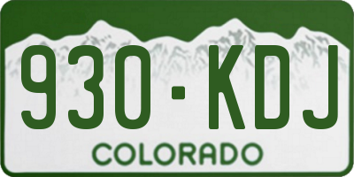 CO license plate 930KDJ