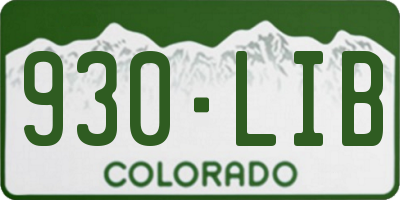 CO license plate 930LIB