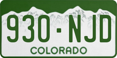 CO license plate 930NJD