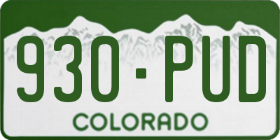 CO license plate 930PUD