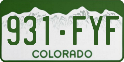 CO license plate 931FYF