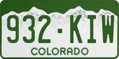 CO license plate 932KIW