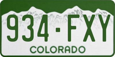 CO license plate 934FXY
