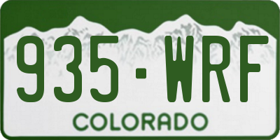 CO license plate 935WRF