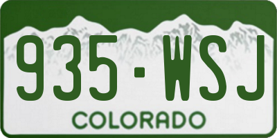 CO license plate 935WSJ