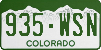 CO license plate 935WSN