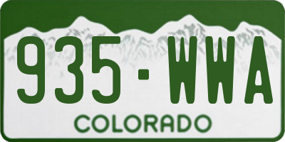 CO license plate 935WWA
