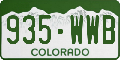 CO license plate 935WWB