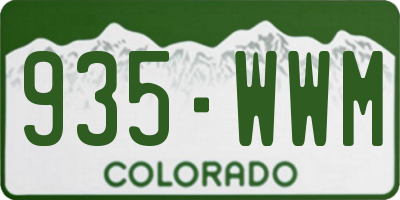 CO license plate 935WWM