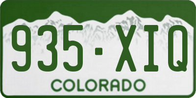 CO license plate 935XIQ