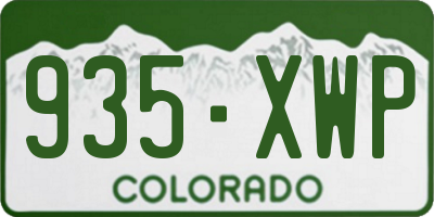 CO license plate 935XWP