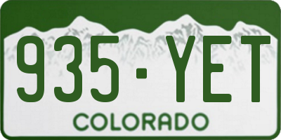 CO license plate 935YET