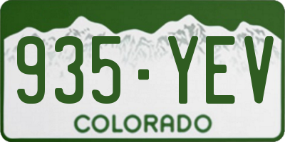 CO license plate 935YEV