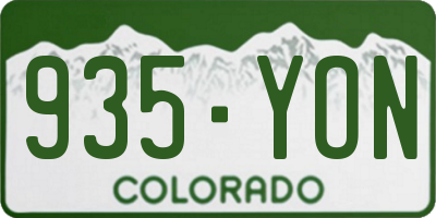 CO license plate 935YON