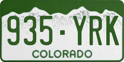 CO license plate 935YRK