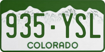 CO license plate 935YSL