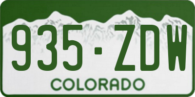 CO license plate 935ZDW