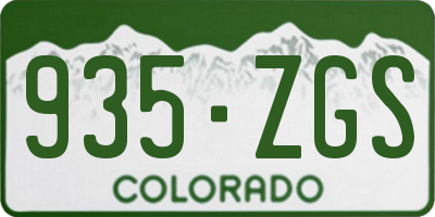 CO license plate 935ZGS