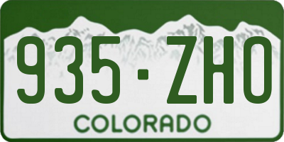 CO license plate 935ZHO