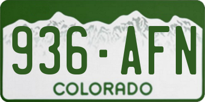 CO license plate 936AFN