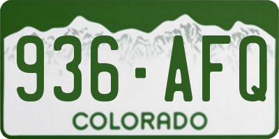 CO license plate 936AFQ