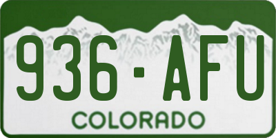 CO license plate 936AFU
