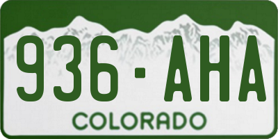CO license plate 936AHA