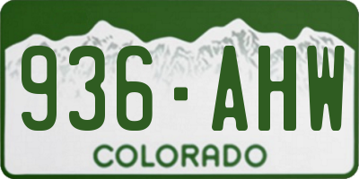 CO license plate 936AHW