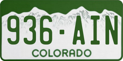 CO license plate 936AIN
