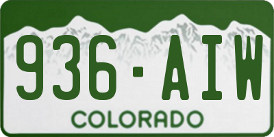 CO license plate 936AIW