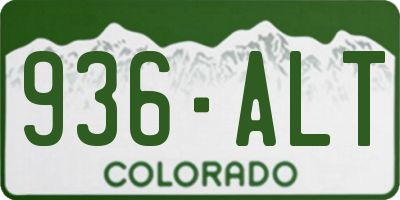 CO license plate 936ALT