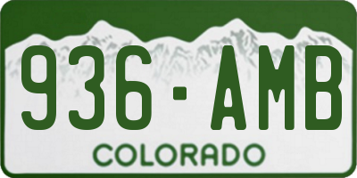 CO license plate 936AMB