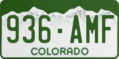 CO license plate 936AMF