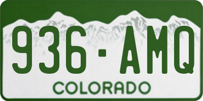 CO license plate 936AMQ