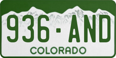 CO license plate 936AND