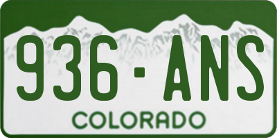 CO license plate 936ANS