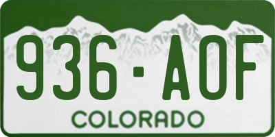 CO license plate 936AOF
