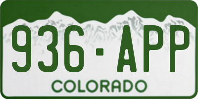CO license plate 936APP