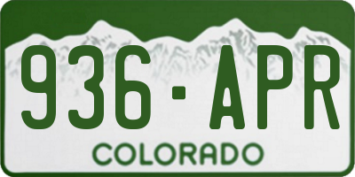 CO license plate 936APR