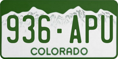 CO license plate 936APU
