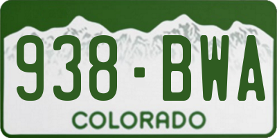 CO license plate 938BWA