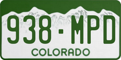 CO license plate 938MPD