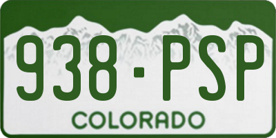CO license plate 938PSP