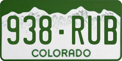 CO license plate 938RUB