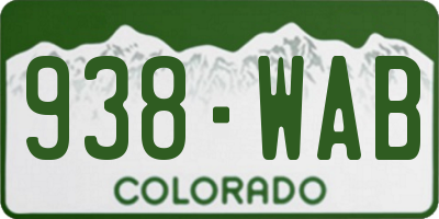 CO license plate 938WAB